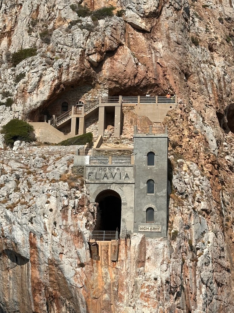 the other side of Porto Flavia loading terminal, a mineral production hub named after the harbor's engineer's daughter.