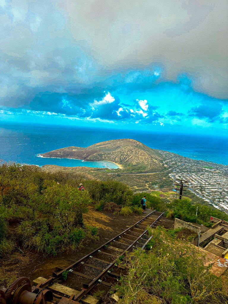 Views at the top of Koko Crater Railway Trail, Oahu, Hawaii
