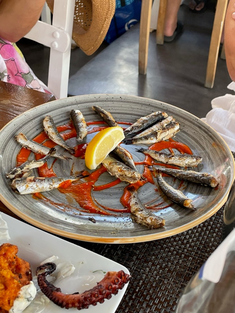 Sardines in Santorini, Greece