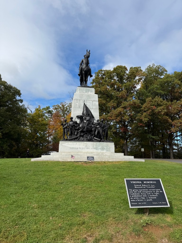 A picture of the Virginia Memorial on the Gettysburg tour 